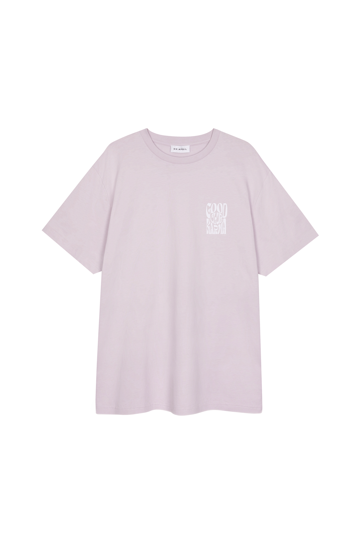 OH APRIL Boyfriend T-Shirt „Good Karma Club“ - Lila