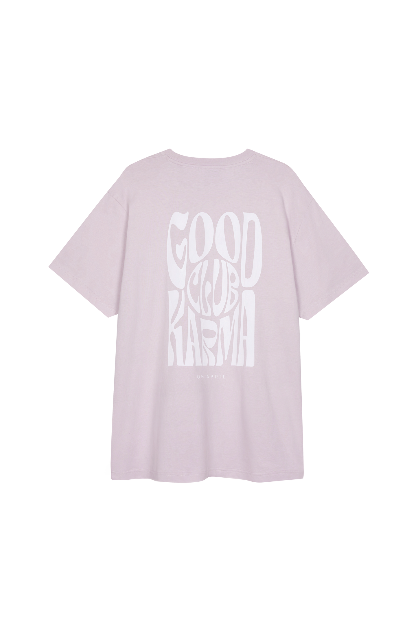 OH APRIL Boyfriend T-Shirt „Good Karma Club“ - Lila
