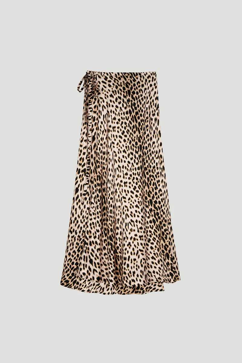 OH APRIL „Ela Midi Wrap Skirt“ - Leo Print