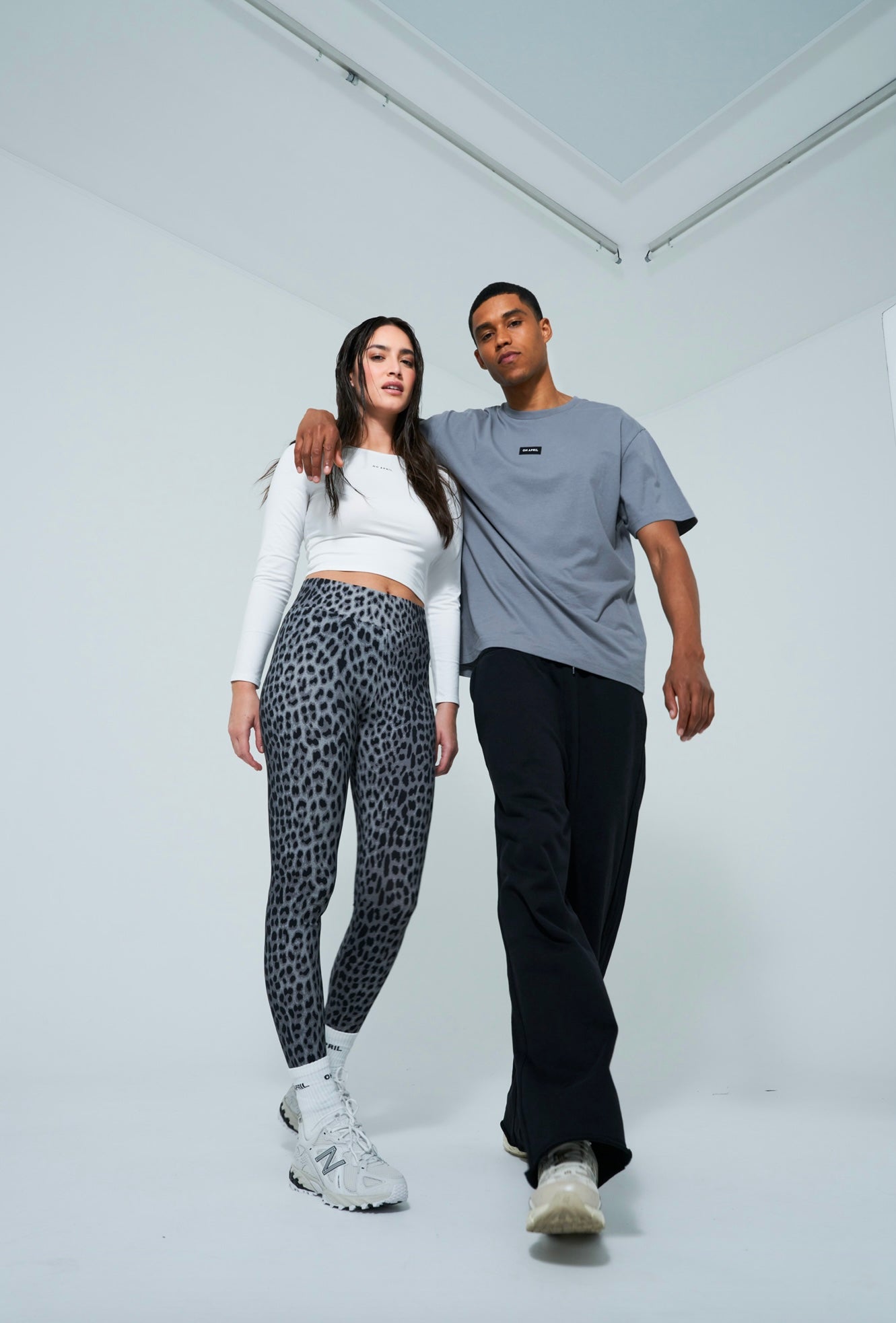 OH APRIL „Rita Leggings“ - Leo Print Grau