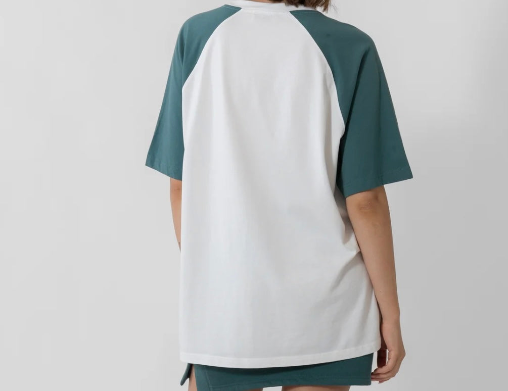 OH APRIL Raglan Boyfriend T-Shirt „Retro“ - weiß/grün
