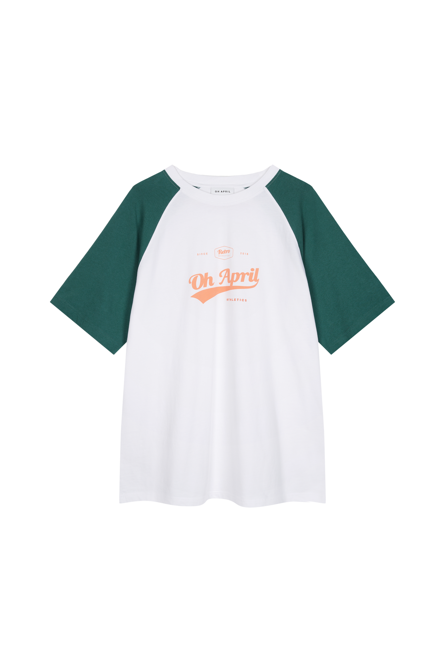 OH APRIL Raglan Boyfriend T-Shirt „Retro“ - weiß/grün