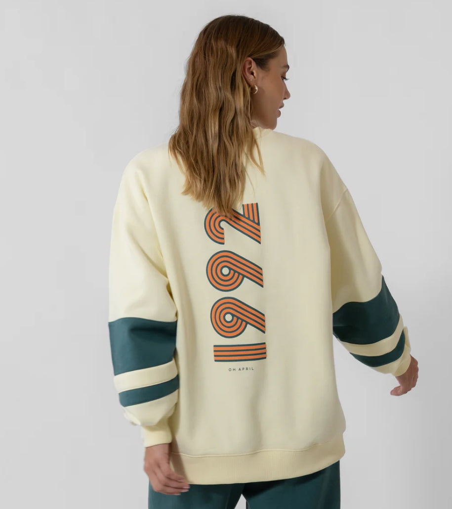 OH APRIL Oversized Sweater „1992“ - buttercream