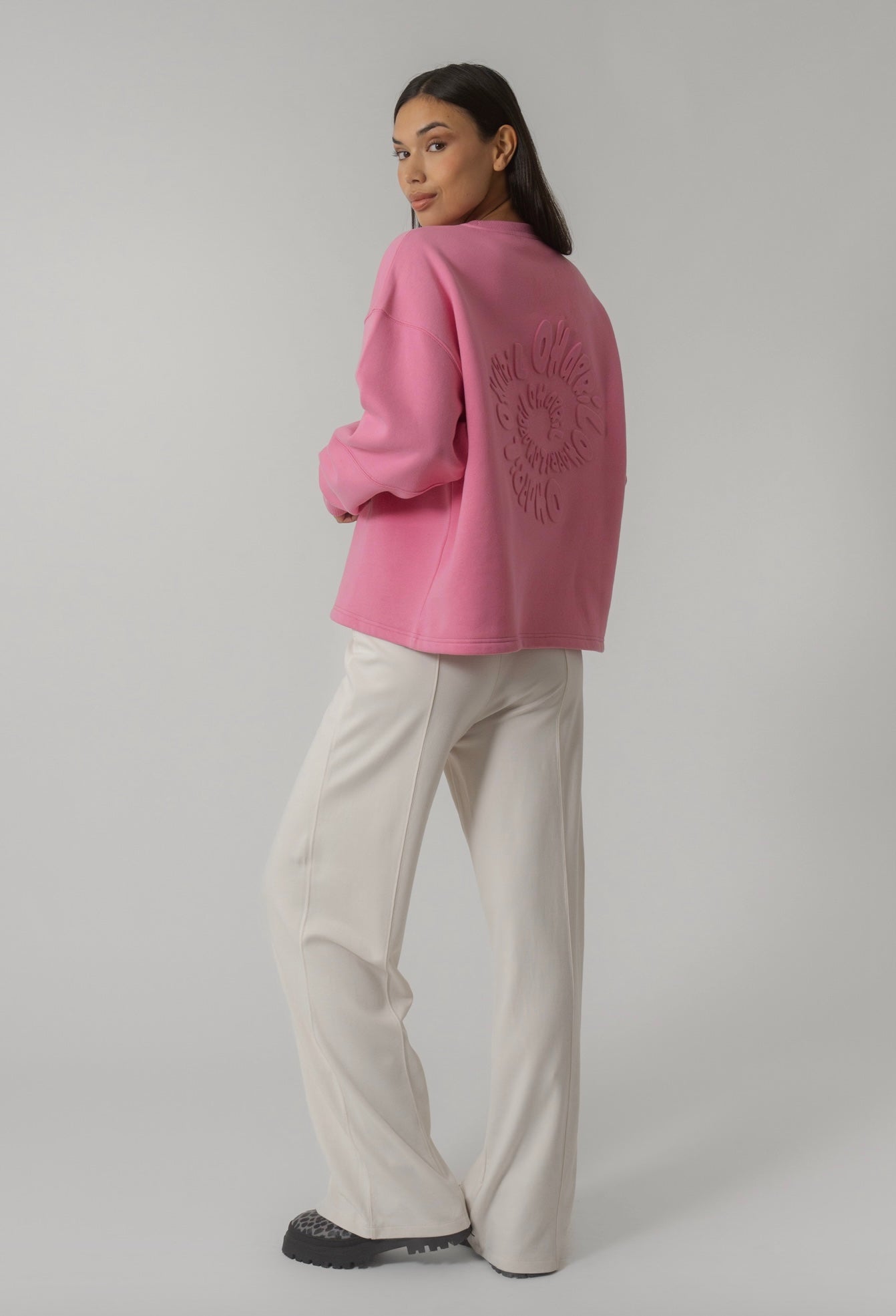 OH APRIL Oversized Sweater „Swirl“ - deep pink