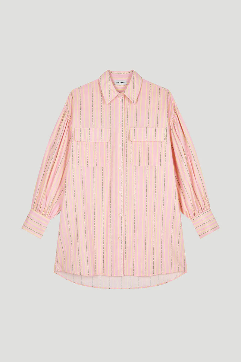 OH APRIL Kleid „NONI SHIRT DRESS“ - soft blush stripe