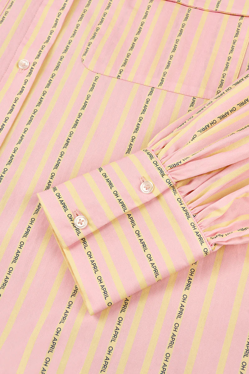 OH APRIL Kleid „NONI SHIRT DRESS“ - soft blush stripe