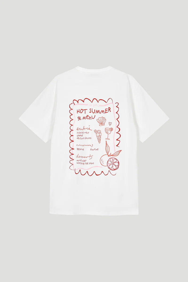 OH APRIL Boyfriend T-Shirt "HOT SUMMER MENU" - pearl