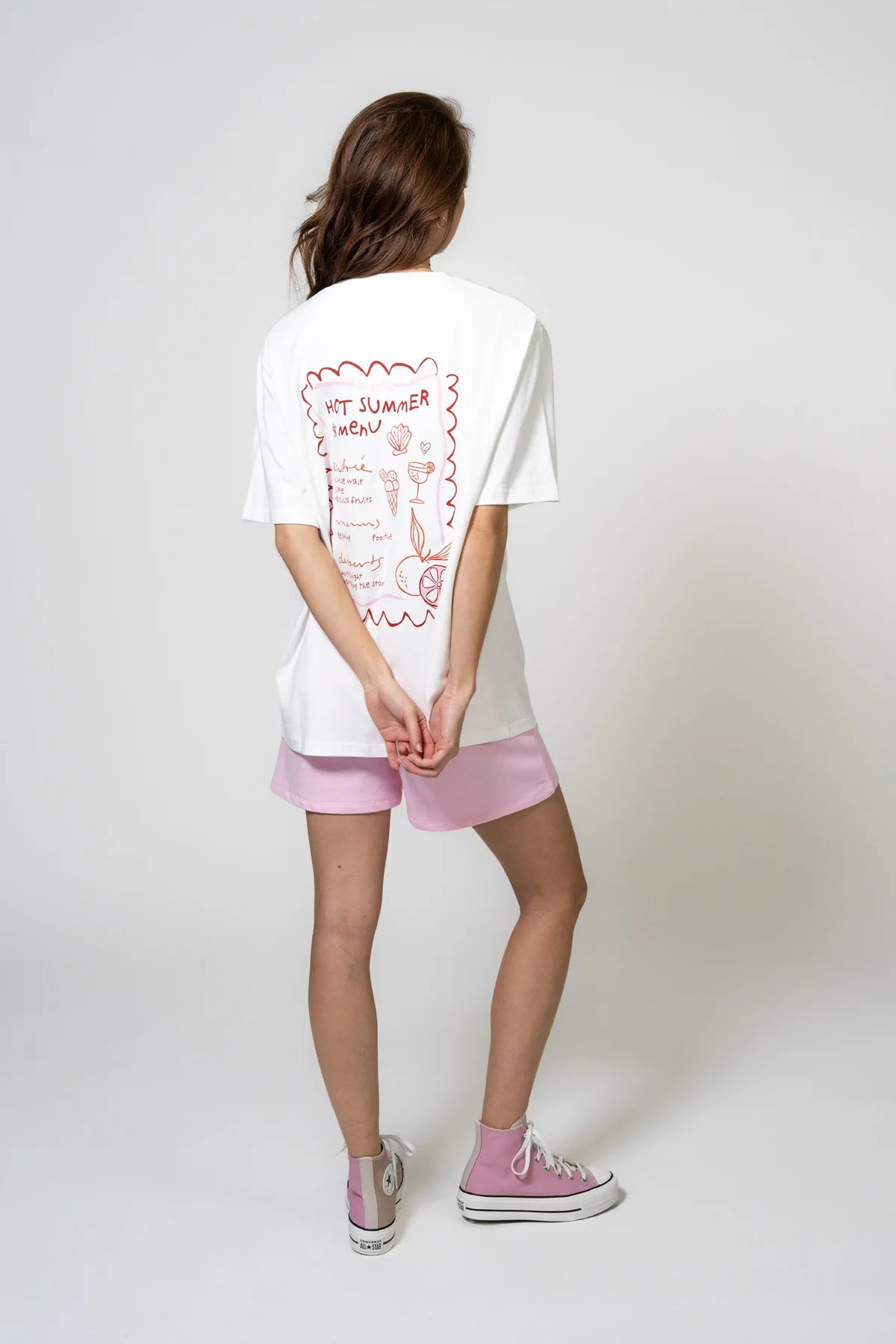 OH APRIL Boyfriend T-Shirt "HOT SUMMER MENU" - pearl