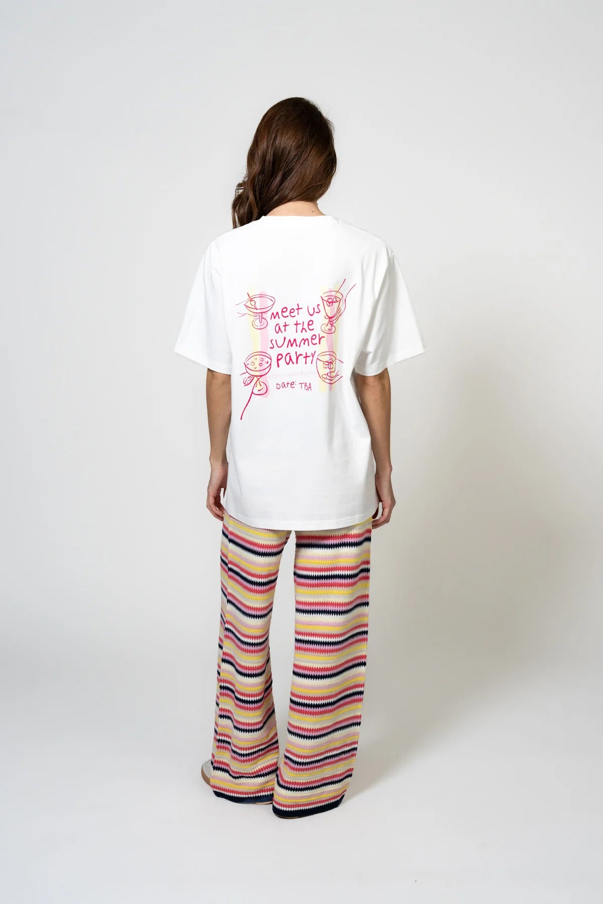 OH APRIL Boyfriend T-Shirt "SUMMER PARTY" - stripe pearl