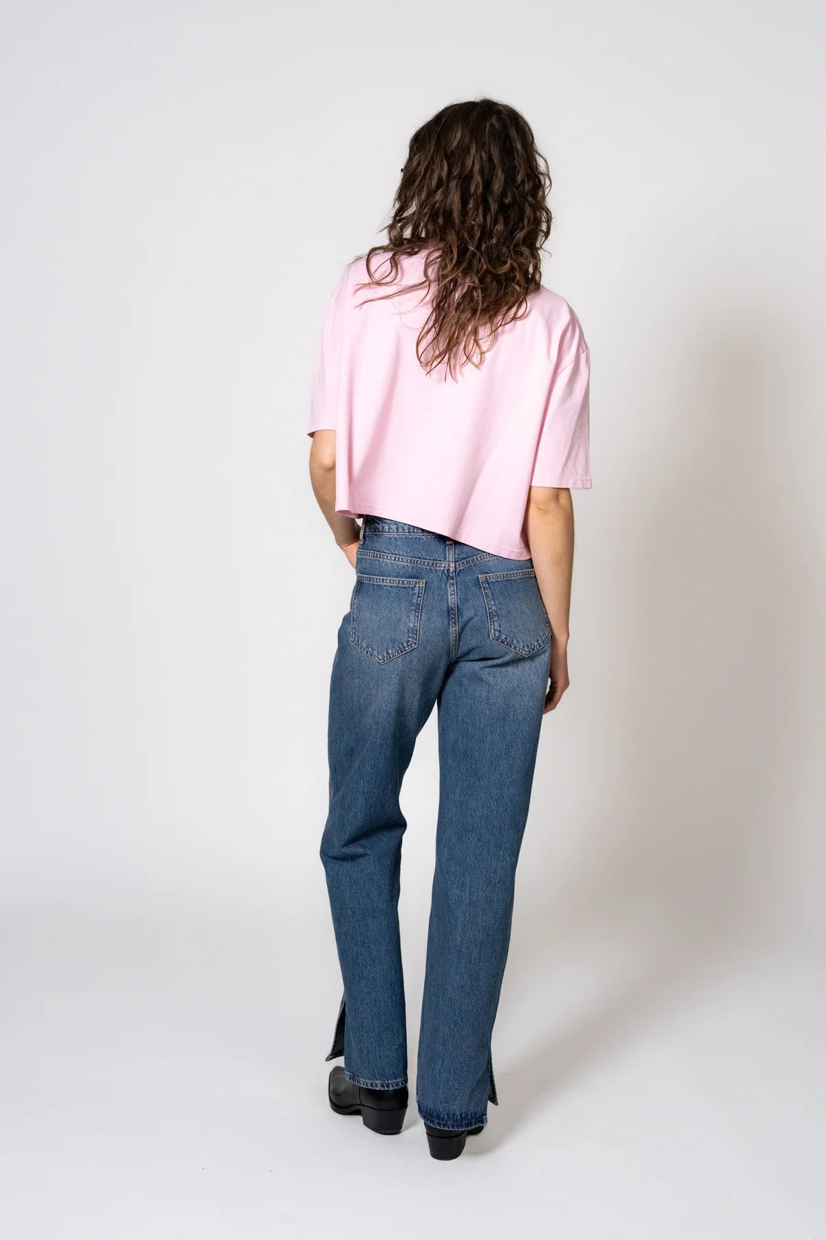 OH APRIL Cropped T-Shirt "HEART" - soft blush