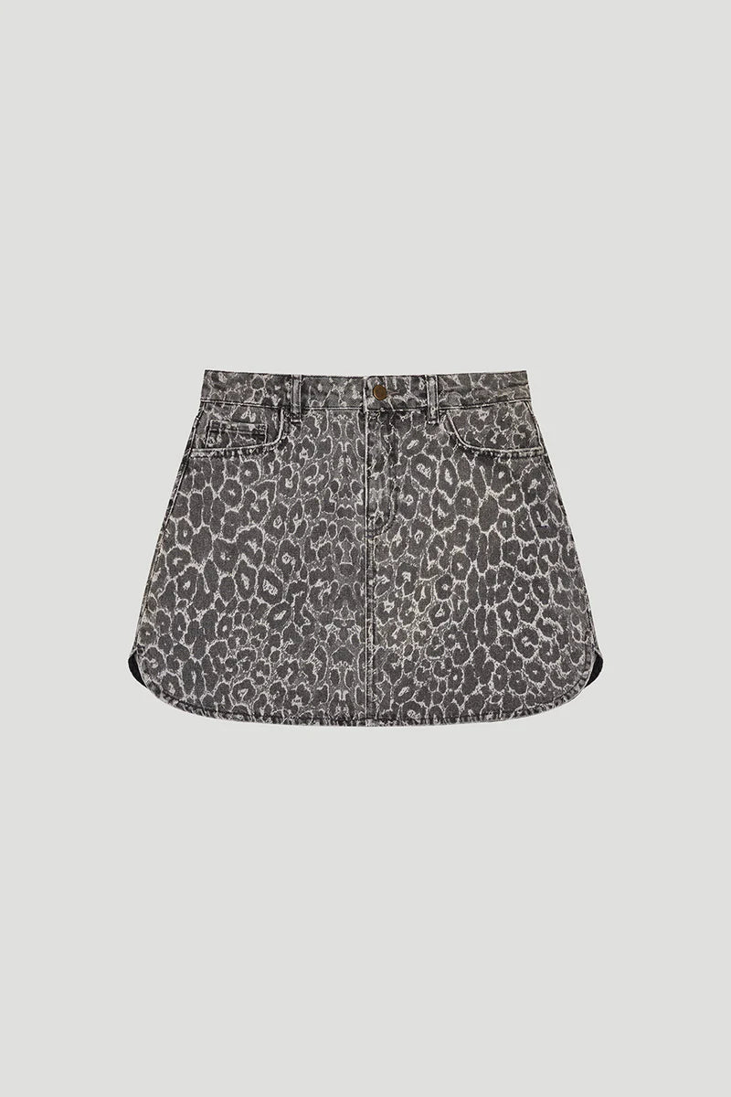 OH APRIL Jeansrock „MILO DENIM SKIRT“ - leo grey