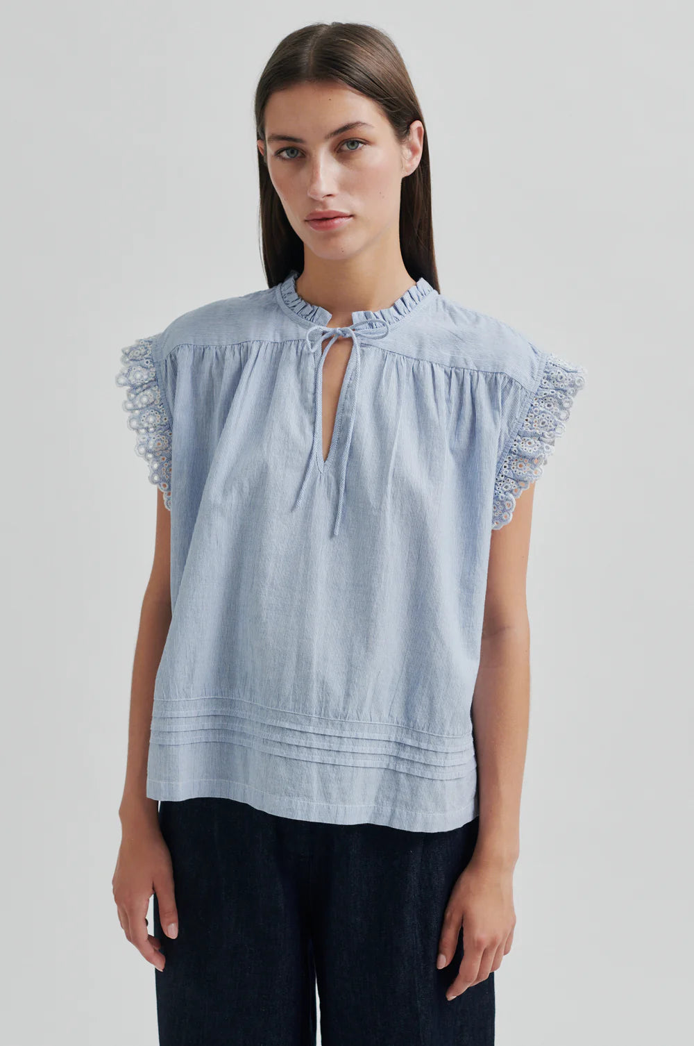 SECOND FEMALE „Laure Top“ - light blue stripe