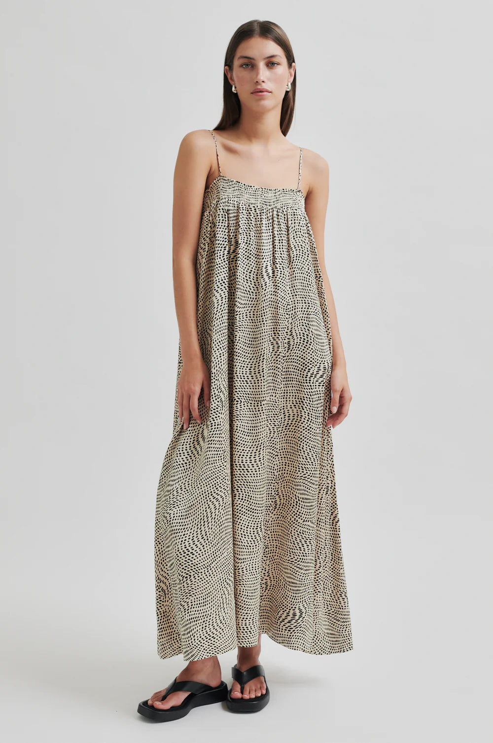 SECOND FEMALE „Peri Strap Dress“ - schwarz/beige