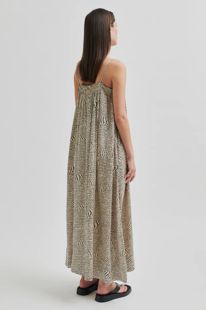 SECOND FEMALE „Peri Strap Dress“ - schwarz/beige