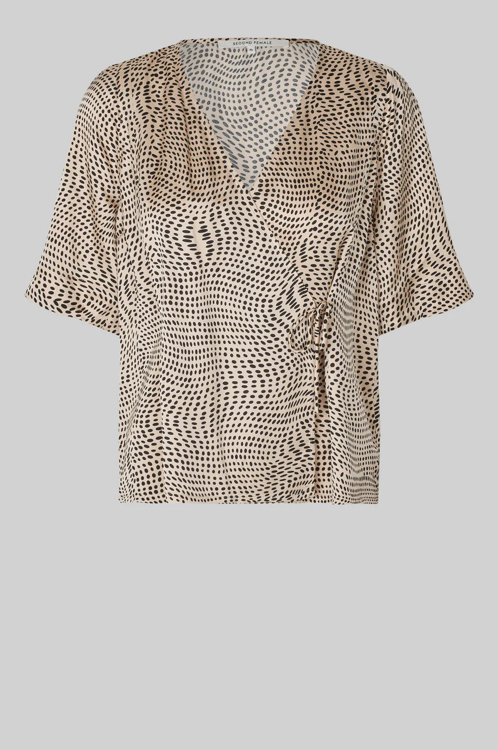 SECOND FEMALE „Peri Wrap Blouse“ - schwarz/beige